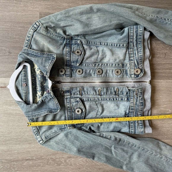 Garage Light Blue Jean Jacket Cropped Size M Denim Streetwear Casual - Picture 3 of 12